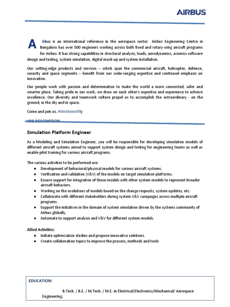 Aerospace Simulation Engineer Role | PDF | Simulation | System