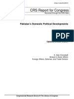 CRS Report For Congress: Pakistan's Domestic Political Developments