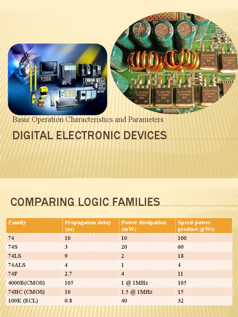 Digital Electronic Devices Characteristics PDF Logic Gate Electronics