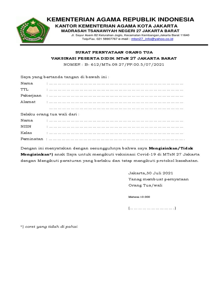Download 73+ Contoh Surat Keterangan Vaksin Terbaru Gratis