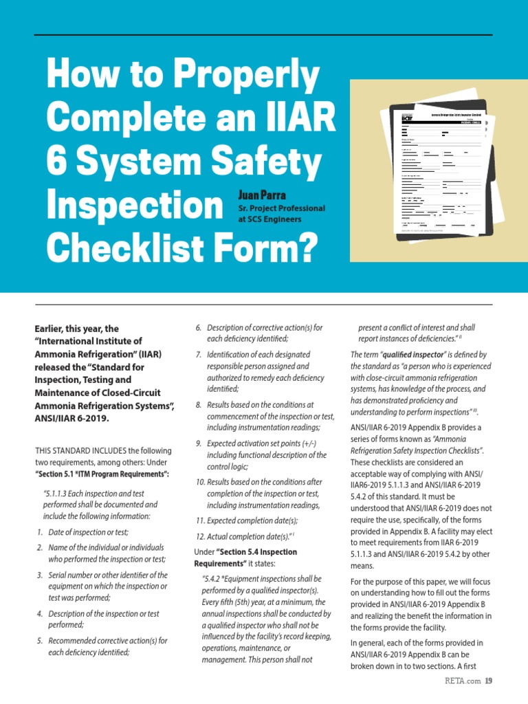 How To Properly Complete An IIAR 6 System Safety Inspection Checklist