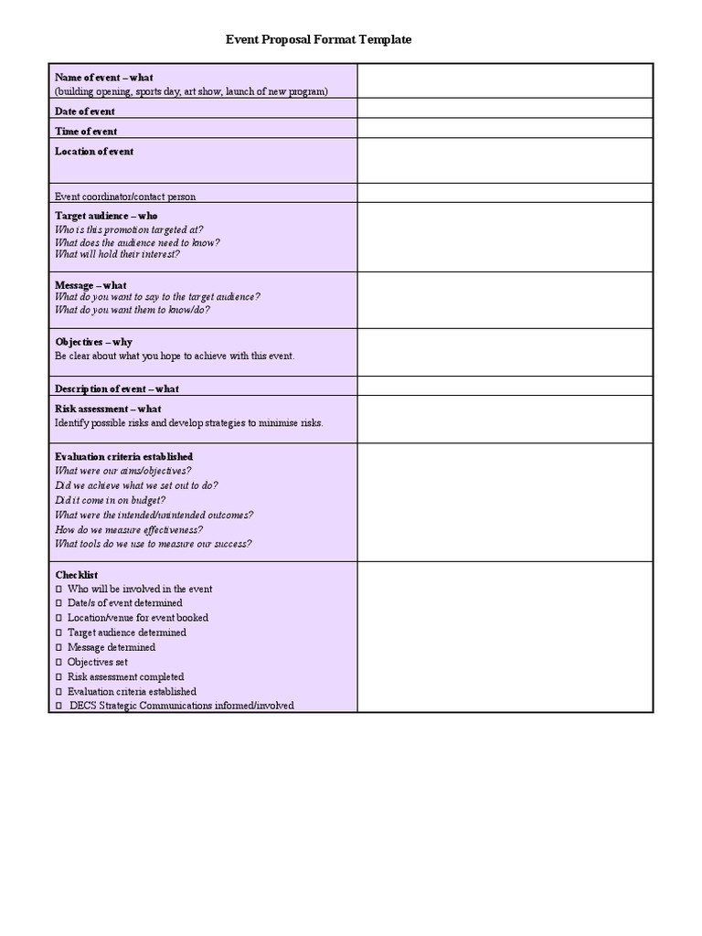Event Proposal Format Template | PDF | Risk
