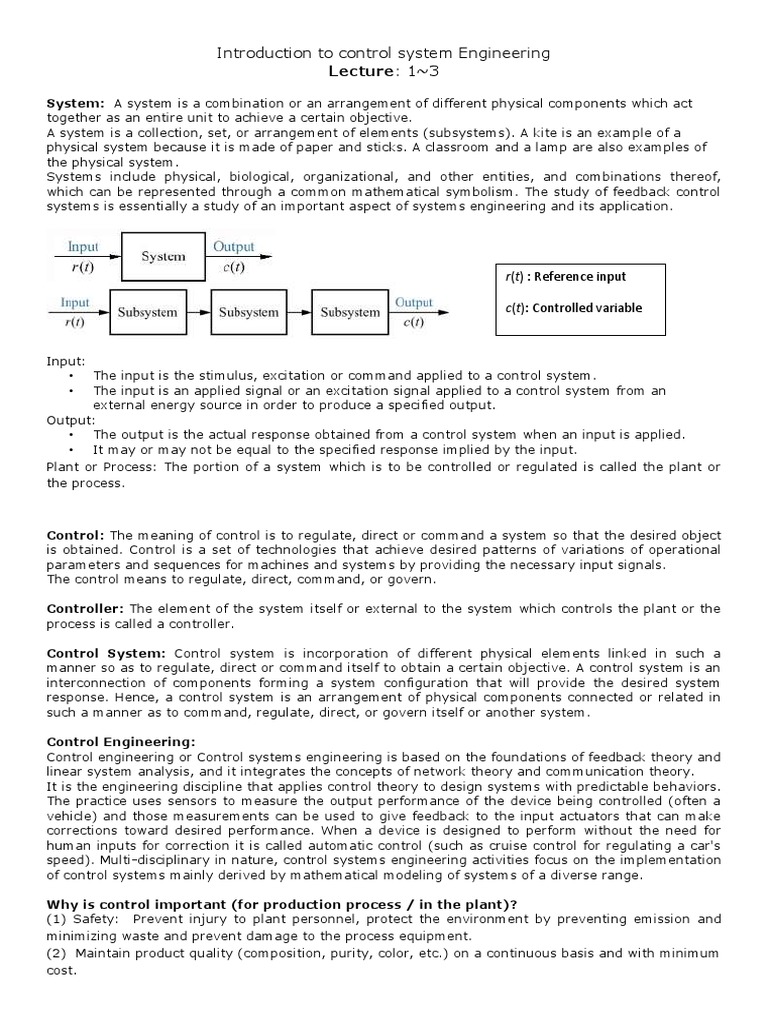 Chapter01 - Introduction To Control System | PDF | Control Theory ...