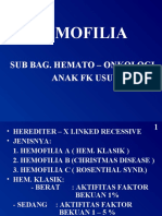 Hemofilia: Sub Bag. Hemato - Onkologi Anak FK Usu