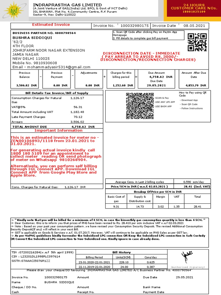 IGL Gas Bill Payment Instructions | PDF | Value Added Tax | Invoice