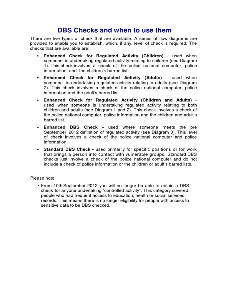 DBS Checks and When To Use Them | Download Free PDF | Health Care ...