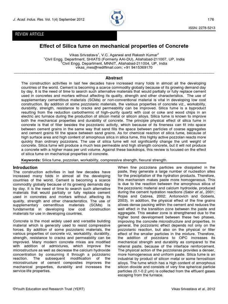Effect of Silica Fume On Mechanical Properties of Concrete | PDF ...