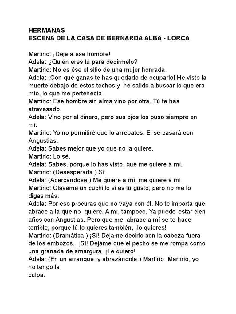 Conflicto entre Adela y Martirio | PDF