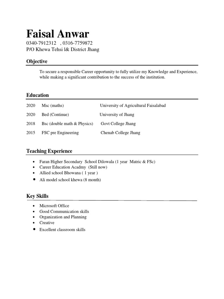 Faisal Anwar CV Updated | PDF