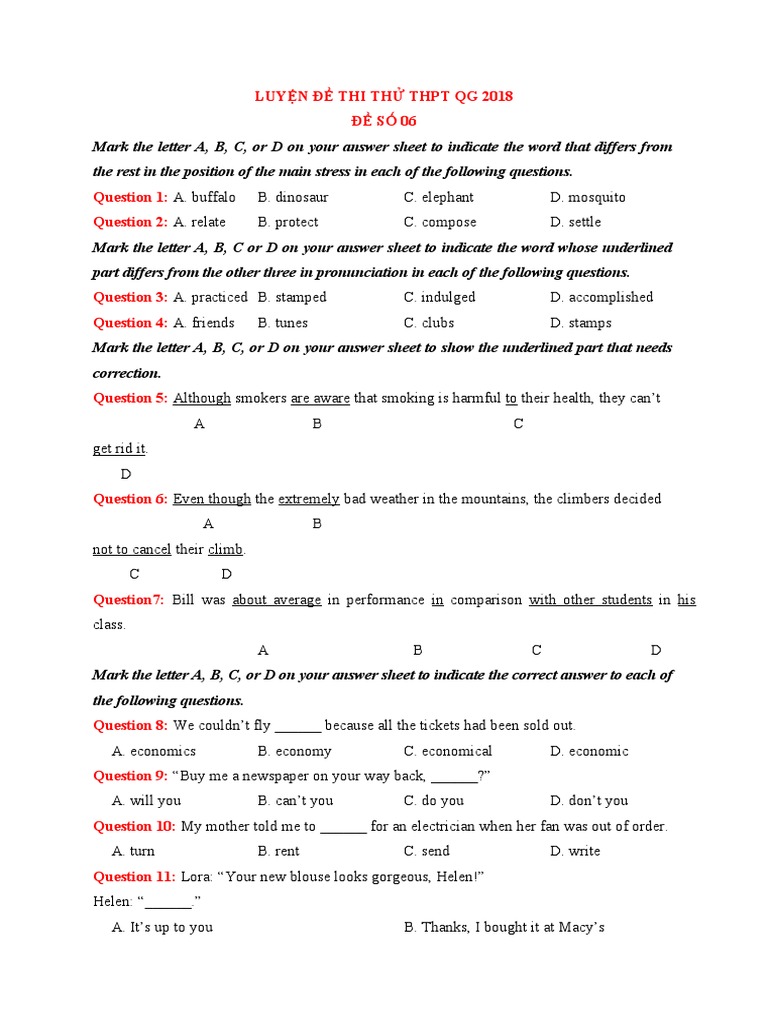 Analysis of an English Language Exam Passage and Questions on Grammar, Vocabulary, and