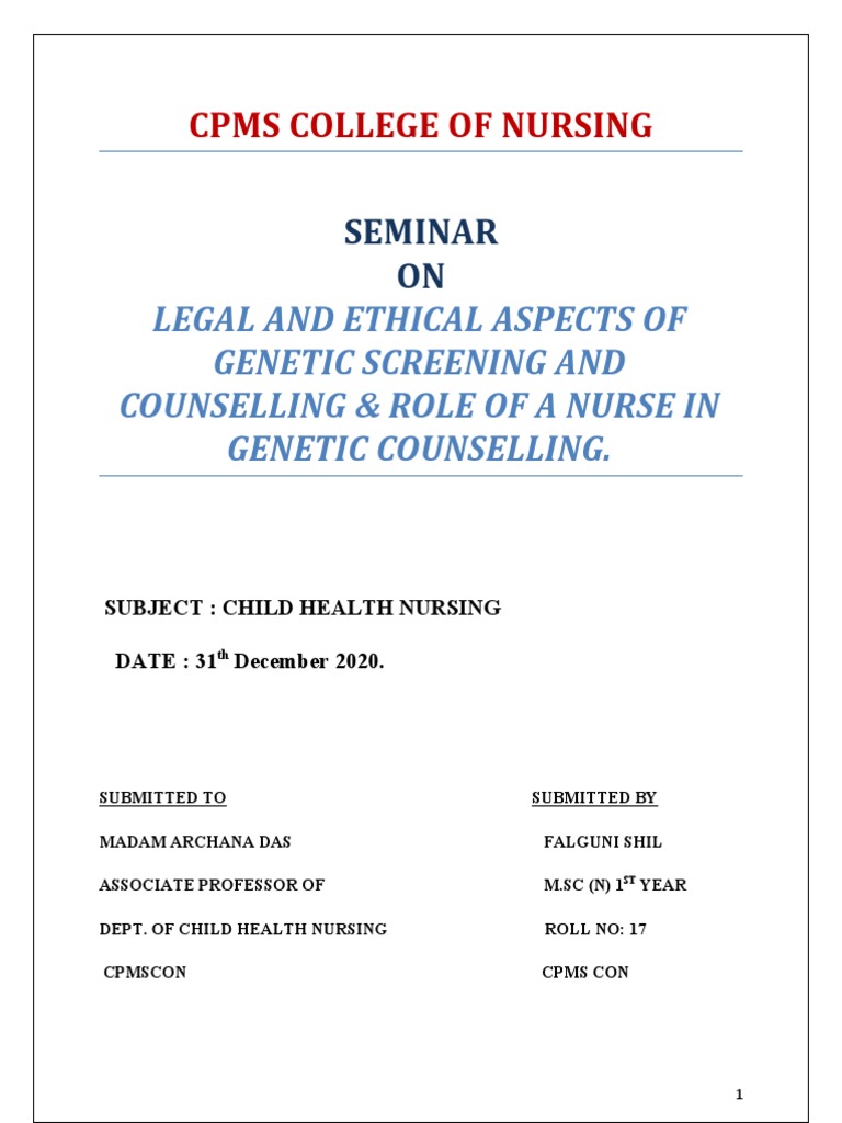 Legal and Ethical Issues in Genetic Counseling | PDF | Genetic Testing ...