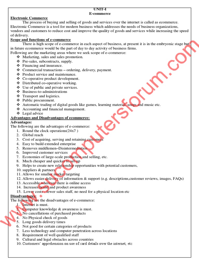 Ecommerce Bba Complete Notes (1) Watermark | PDF | E Commerce | Search ...