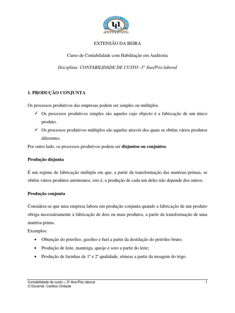 Aula Final-Producao Conjunta | PDF | Contabilidade | Despesa