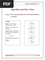 Algorithm and Flow Chart: First Year B.Tech