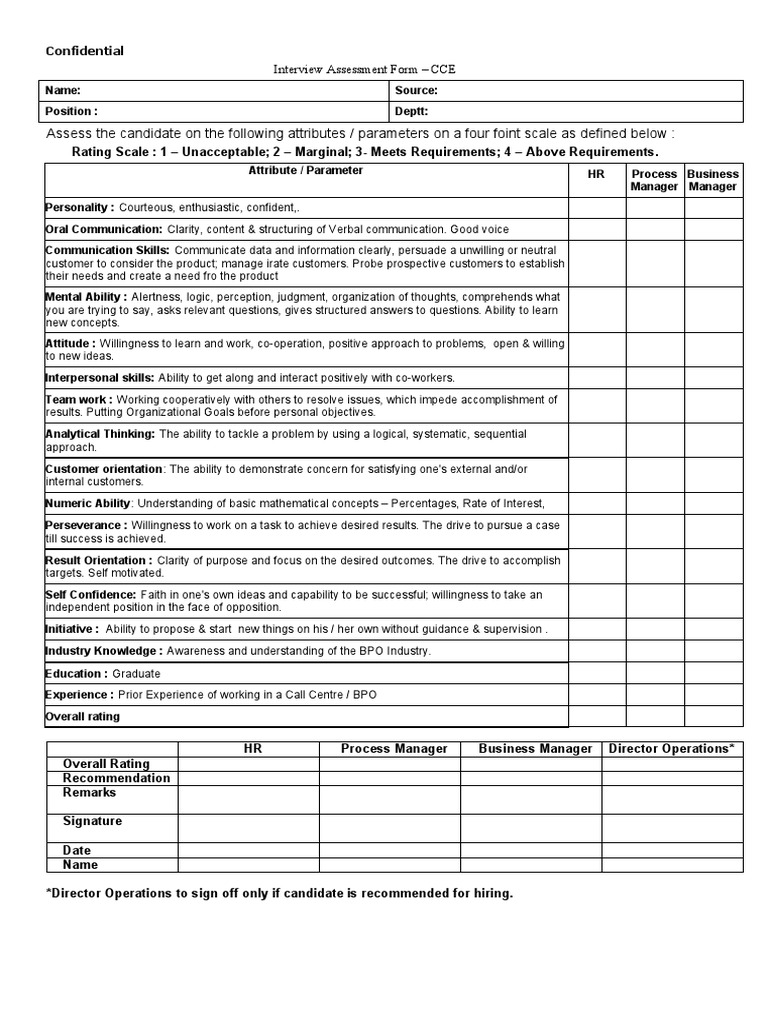 Interview Assessment Form | PDF | Communication | Idea