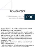 Ec368 Robotics: 4. Robot Characteristics - Accuracy, Precision, and Repeatability