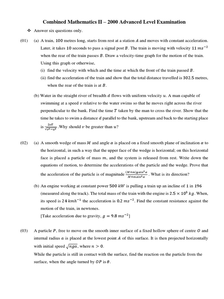 Advanced Level Physics Problems | PDF | Force | Acceleration