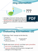 Evaluating Alternatives: Best Concept Sub-Solutions Alternative Features