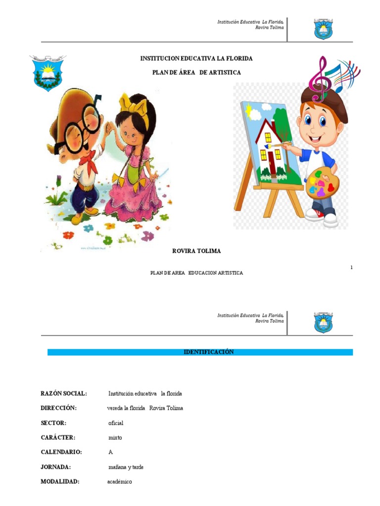Plan de Area Educacion Artistica Artistica | PDF | Educación en artes ...