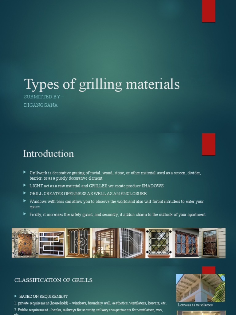 Types of Grilling Materials Submitted by Diganggana PDF