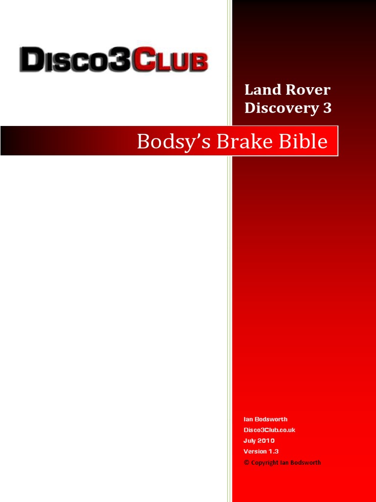 LR3 Brake Bible PDF Brake Screw