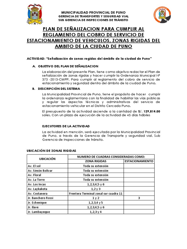 Plan de Señalizacion de Zonas Rigidas | PDF | Transporte de tierra ...