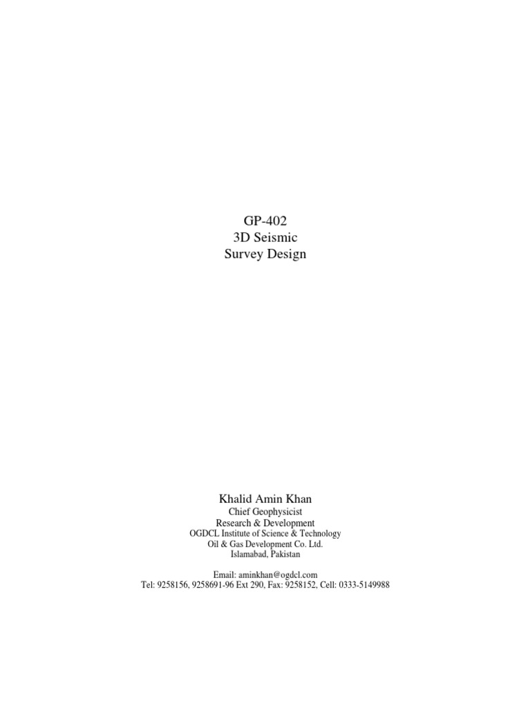 3d Seismic Survey Design Khalid Pdf Petroleum Reservoir