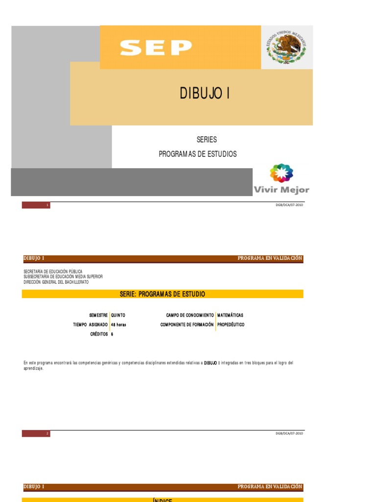 Dibujo I: Programa de Estudios Bachillerato | PDF | Plan de estudios ...