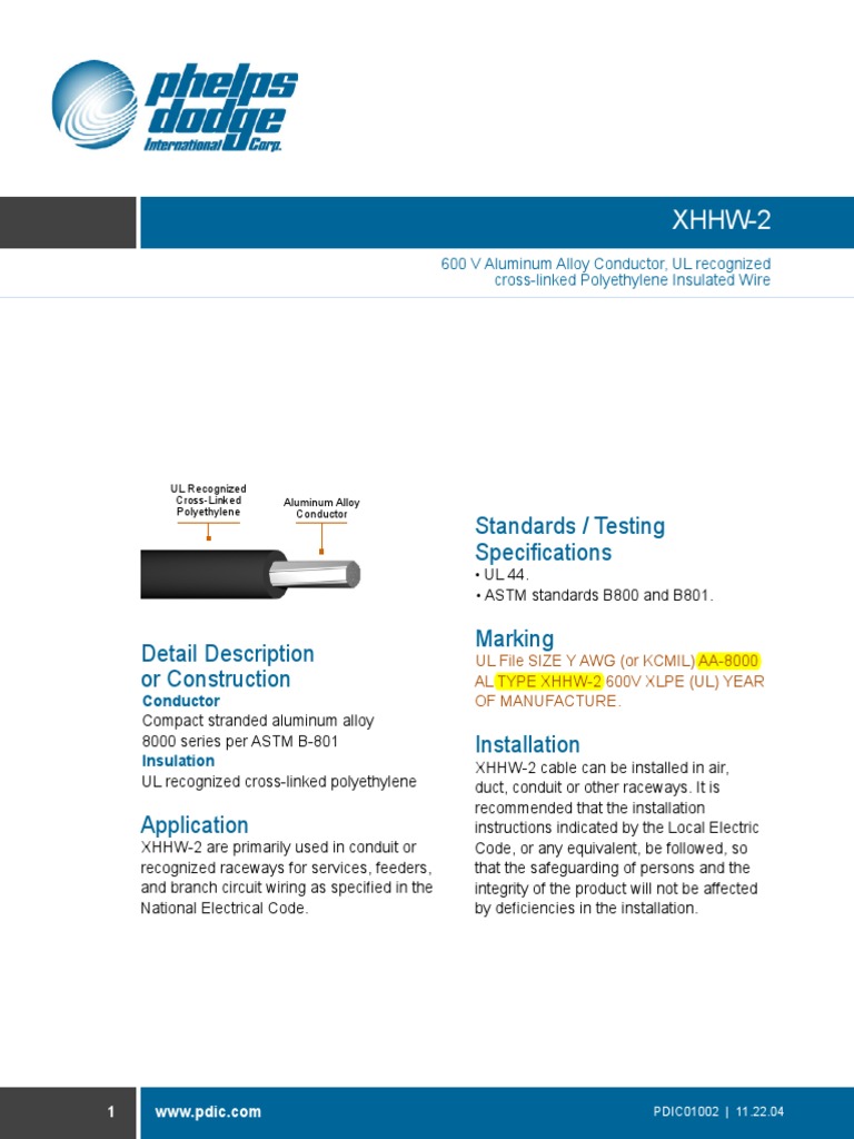 XHHW2 Standards / Testing Specifications PDF Electrical Wiring