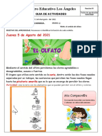 Guía de actividades sobre el sentido del olfato para grado 1