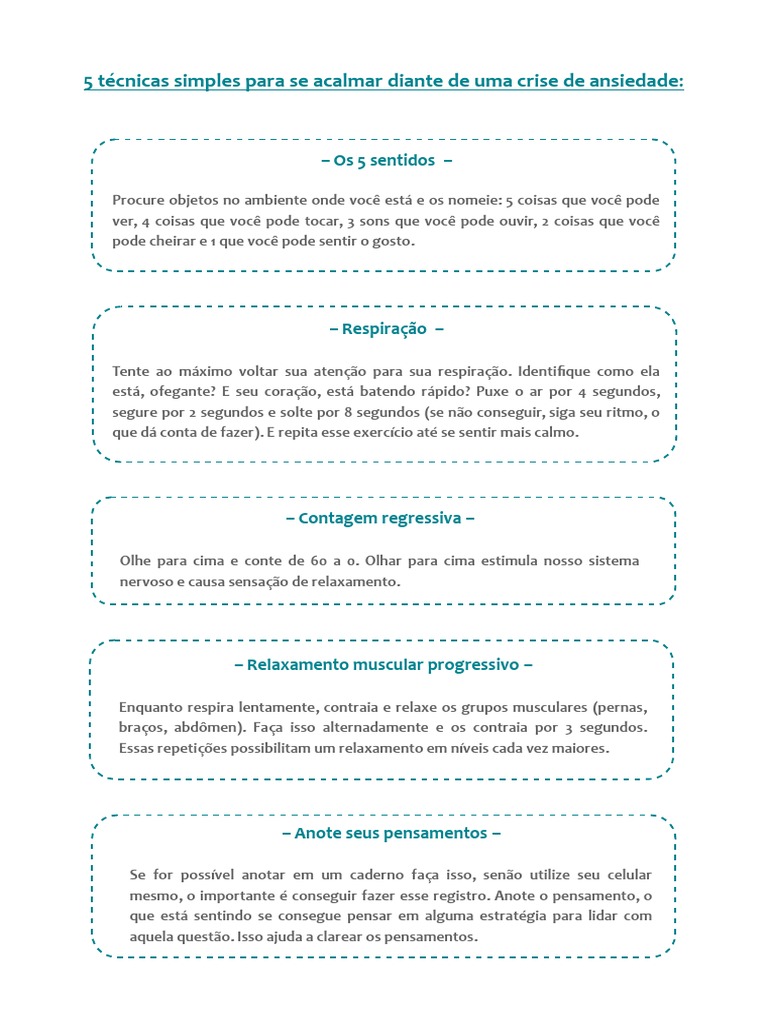 5 Técnicas para Controlar Crise de Ansiedade | PDF