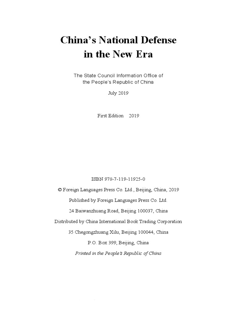 China's National Defense in The New Era | PDF | People's Liberation ...