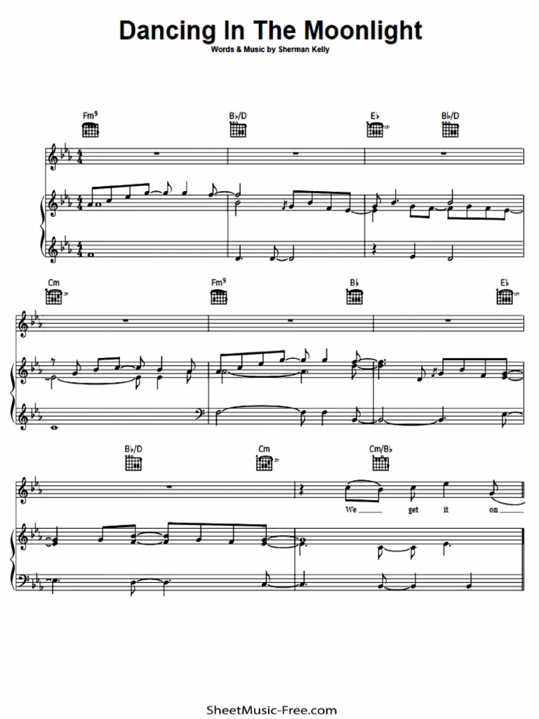 Toploader style sheet music cover for “Dancing in the Moonlight,” ready for easy handling while playing