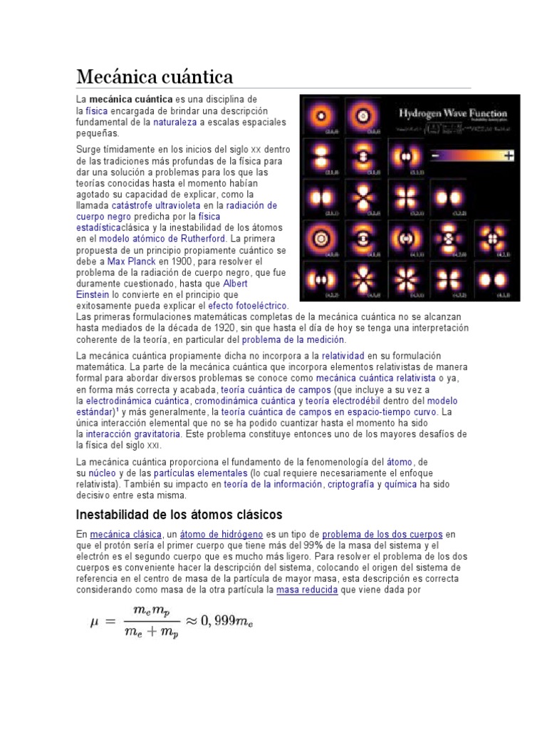 Mecánica Cuántica PDF Mecánica cuántica Mecánica