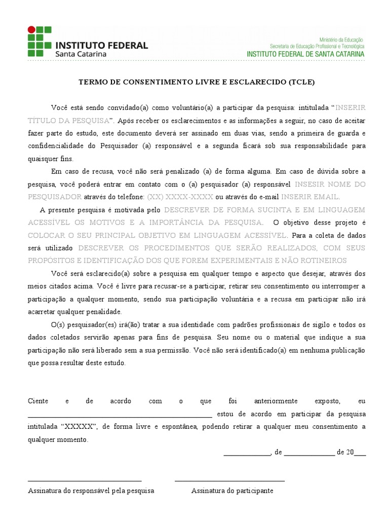 Termo de Consentimento para Pesquisa | PDF