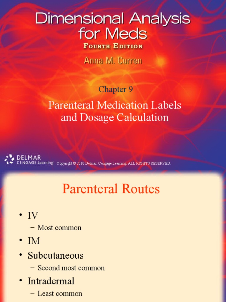 Parenteral Medication Labels and Dosage Calculation PDF Intravenous
