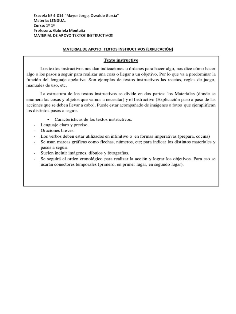 Estructura y características de instructivos | PDF | Artes del Lenguaje ...