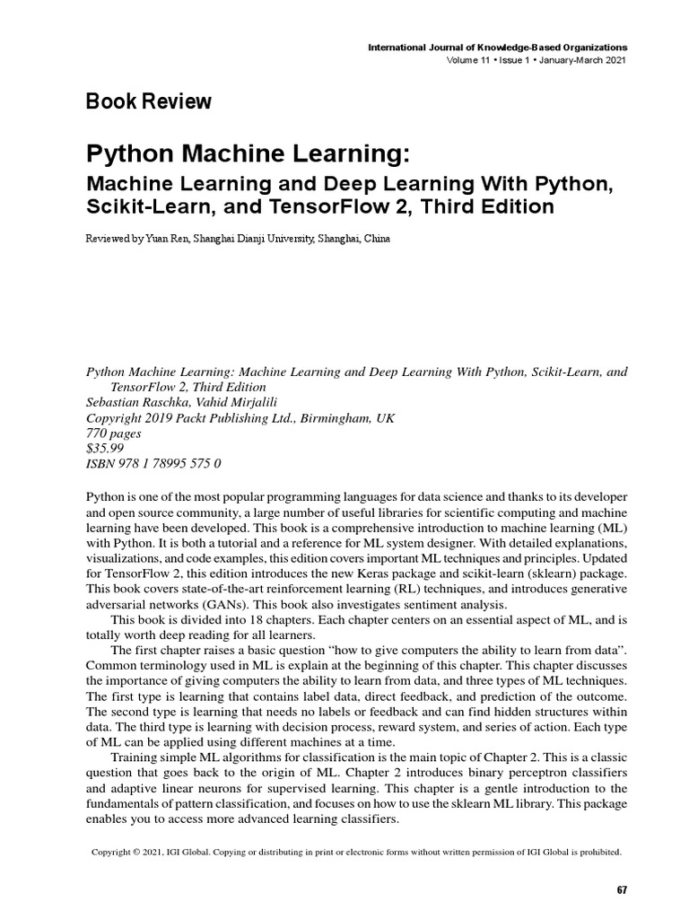 Python Machine Learning - Machine Learning and Deep Learning With ...