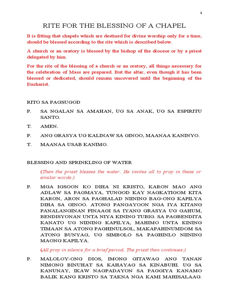 Rite For The Blessing of A Chapel | PDF
