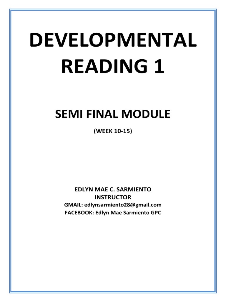 Developmental Reading Course Overview | PDF | Behavioural Sciences ...