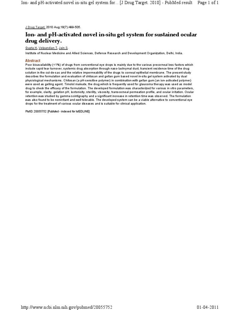 In-Situ Gel for Ocular Drug Delivery | PDF