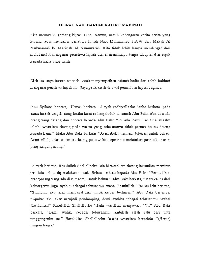Hijrah Nabi Dari Mekah Ke Madinah Pdf