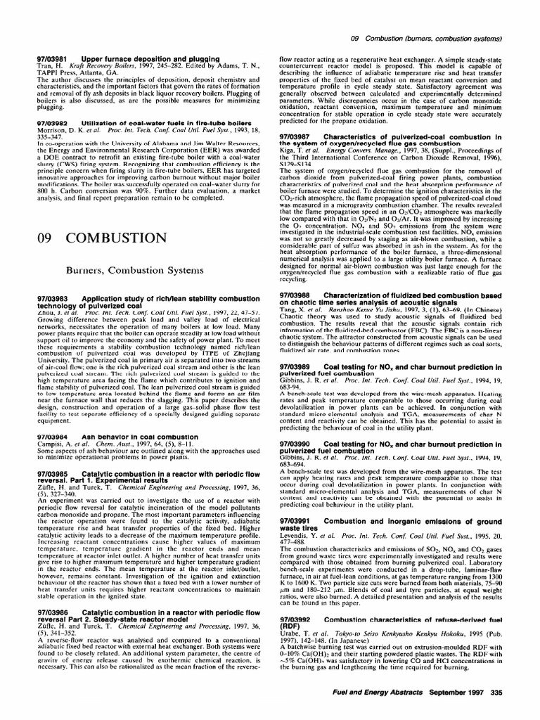 Fuel and Energy Abstracts Volume 38 Issue 5 1997 Utilization of Coal
