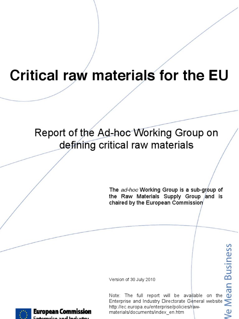 Critical raw materials report EU Mining Metals