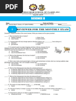 Science 8: Reviewer For The Monthly Exam