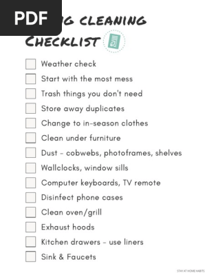 Quick Spring Cleaning Checklist Printable