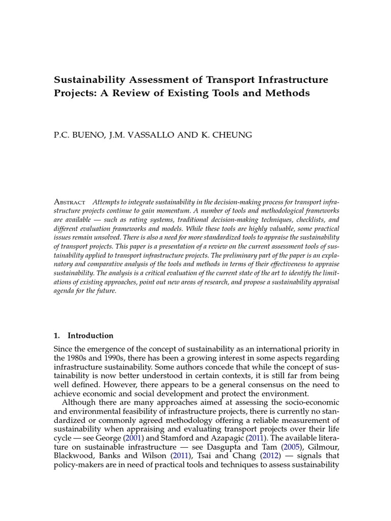 Transport Infrastructure Sustainability Tools Review | PDF | Life Cycle ...