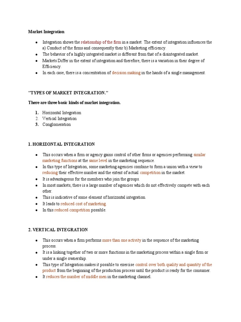 Understanding Market Integration Types | PDF | Market (Economics ...