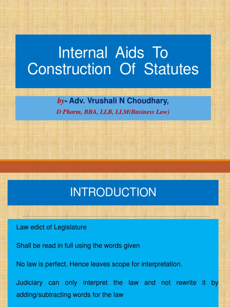 Internal Aids To Construction of Statutes JULY 23 LECTURE PDF Plain