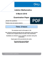 Foundation Mathematics 6 March 2018 Examination Paper